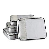 Amazon Basics 4 Piece Packing Travel Luggage Organizer Cubes Set, Zipper, Large, Gray