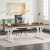 Tribesigns 70.8-Inch Executive Desk, Large Computer Office Desk Workstation, Modern Simple Style Laptop Desk Study Writing Table Business Furniture for Home Office (Brown/White, 70.8 Inch)