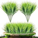 MAQIHAN 10 Artificial Grass Plant Outdoors - Faux Grass Fake Wheat Grass Decor Artificial UV Resistant Outdoor Plants Plastic Grass Outside Weed Plant Artificial Greenery for Porch Decorative