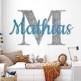 EGD Custom Name & Initial Sports Balls Design Wall Decal I Soccer Baseball Basketball Football Wall Decor I Nursery Wall Stickers I Custom Wall Decal for Boys Bedroom Decor I Size Options (B. Sports)