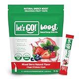 Let'z Go Clean Energy Drink Mix [Healthy Caffeine] Energy Drink Powder With Natural Caffeine Packets, High in Vitamins C + D, Electrolytes for Hydration | Sugar Free | No Calories | Pre Workout Powder | Anytime Energy | Daily Fuel With No Crash Or Jitters | 15 Count Mixed Berry