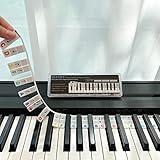 BEATBIT Piano Notes Guide for Beginner, Removable Piano Keyboard Note Labels for Learning, 88-Key Full Size, Made of Silicone, No Need Stickers, Reusable and Comes with Box (Rainbow Colors）