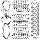 50PCS Metal Lobster Claw Clasp with Key Rings, 25PCS Keychains Clips Hooks and 25PCS Key Chain Rings, Keychain Accessories, Keychain Rings Making kit for Crafts