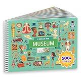 CUPKIN Sticker Book for Kids 2-4, 500+ Kids Stickers, A Day at The Museum 12 Coloring Pages 12 Side by Side Scenes, Fun Toddler Travel Activity Coloring and Sticker Books for Ages 4-8 + 8-10