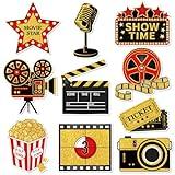 40 Pieces Movie Night Decorations Red Carpet Cutouts Cards Table Toppers Movie Theme Decor Double Sided Printing Party Decoration Supplies