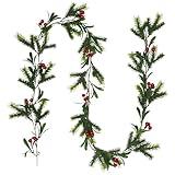 Northlight Holly Berries and Pine Artificial Christmas Garland - 6' - Unlit