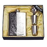 Octaville flasks for liquor for men Stainless quality hip flask 8oz Pocket Engraved Wine Drink Pot Alcohol flagon metal 220ml whiskey flask (Pattern)