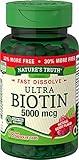 Nature's Truth Biotin 5000 Mcg, Fast Dissolve Tabs, Natural Berry Flavor, 78 Count (Pack of 3)