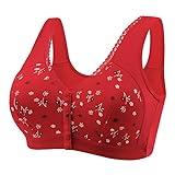 Deals of The Day Clearance, Daisy Bras for Older Women, 2025 New Comfortable Convenient Front Close Button Cotton Bras for Older Women No Wire Prime Big Days 2025 1-Red 3X-Large