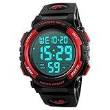 A ALPHA Boys Watch, Digital Sport Outdoor Multifunctional Chronograph LED 50 M Waterproof Alarm Calendar Analog Watch for 3-15 Year Old Boys, Rubber Band