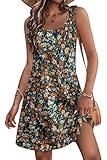 LUXVEER Womens Summer Hawaiian Dresses 2025 Floral Printed Casual Loose Boho Dress Scoopneck Sleeveless Sundresses Beach Vacation Swimsuit Coverup