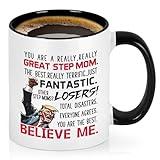 Cabtnca Mothers Day Gifts, Mothers Day Birthday Gift for Step Mom, Bonus Mom Gifts from Daughter Son, Funny Trump Coffee Mug, 11 Oz