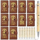 Spakon 20 Pcs Fathers Day Christian Gift Bulk Leather Bible Verse Study Notebook Religious Ballpoint Pen Prayer Journal Notepad for Graduation Women Men Church Sunday School (English Tree of Life)