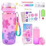 ASIOWELY Decorate Your Own Water Bottle Kits for Girls Age 4-12, Flower Painting Art and Crafts Gift for Girls Age 4-6-8-10, Fun Arts and Crafts Gifts Toys for School Christmas