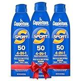 Coppertone Sport SPF 50 Sunscreen Spray, Body Sunscreen, Water Resistant Spray Sunscreen, Bulk Sunscreen, 5.5 Oz, Pack of 3 (Packaging May Vary)