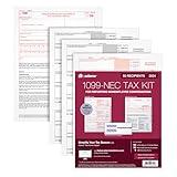 Adams 1099 NEC Forms 2024, 3 Part Laser 1099 Forms with Self Seal 1099 Envelopes, for 50 Recipients, Includes 6 1096 Tax Forms (1009314)