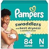 Pampers Swaddlers Diapers, Size 0 (up to 10 lbs), 84 Count, Absorbent, Keeps Baby Dry and Comfortable, Skin Safe Disposable Baby Diaper (Packaging May Vary)