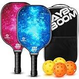 Pickleball Paddles Set of 2 or 4, USAPA Approved Pickleball Set with 4 Pickleball Balls and Pickleball Bag, Fiberglass Pickle Ball Rackets 2 Pack(Blue&Red)