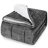 CYMULA Sherpa Weighted Blanket Queen Size - 60"x80" 15lbs Soft Plush Flannel Fleece Heavy Blankets for Adults - Cozy Warm Snuggly Fuzzy Throw Blanket for Bed Couch Sofa - Gifts for Men Women Christmas