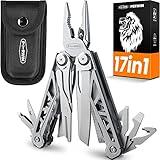 PERWIN Multitool, 17-in-1 Stainless Steel Multi Tool Pliers with Self-Locking, Pocket Knife, Nylon Sheath, Professional (EDC) Multi-Tool for Survival, Camping and Hunting, Hiking, Simple Repair