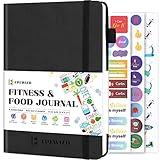 EPEWIZD Food and Fitness Journal, Weight Loss Journal for Women Men, 5.6"X 8.5" Food Diary & Meal Planner to Track Diet and Fitness Health, Calorie Counter Book (3 Month)-Black