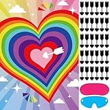 Hooqict Valentines Games for Kids Pin The Arrow on The Heart Valentines Day Party Games Supplies, Large Valentines Pin Game Poster with 30 Arrow Stickers