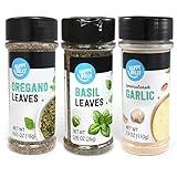 Amazon Brand - Happy Belly Mediterranean Spices (Oregano, Basil, Granulated Garlic), Set of 3