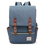 UGRACE Vintage Laptop Backpack with USB Charging Port, Elegant Water Resistant Travelling Backpack Casual Daypacks College Shoulder Bag for Men Women, Fits up to 15.6Inch Laptop in Blue