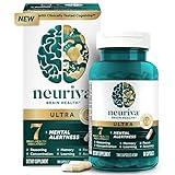 NEURIVA Ultra Decaffeinated Clinically Tested Nootropic Brain Supplement for Mental Alertness, Memory, Focus & Concentration, Cognivive, Neurofactor, Phosphatidylserine, Vitamins B6 B12, 60 Capsules