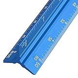 Kyuionty Engineer Scale Ruler 12 Inch, Aluminum Laser-Etched Triangular Drafting Tool for Civil Engineering Drafting, Imperial Scale 1:10, 1:20, 1:30, 1:40, 1:50, 1:60 (Blue)