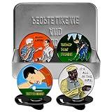 SPORTY BUFF Golf Ball Markers Gift Set - Funny Golf Gifts for Men and Women Golfers (Happy)