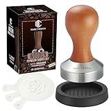 Coffee Tamper Espresso Hand Press With Stainless Steel 304 Coffee Tamper 51MM,Tamper Mat Latte Art Stencil Set