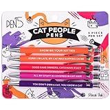 MilkToast Brands Funny Cat People Pens, A snarky office gag gift for pet owners, cat lovers, or coworkers, Black ballpoint pens with funny sayings