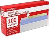 100 Mailing Envelopes, Self Seal Letter Size, Number #10 White Windowless Security Tinted Envelope, 4-1/8 x 9-1/2 Inches, Quality 24 LB