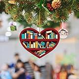 Cyber of Monday Deals 2024 Book Ornament Wooden Bookshelf Book Lovers Gifts Christmas Tree Decorations Gift for Girl Book Lovers Gift Librarian Idea for Christmas Book Ornaments Sale