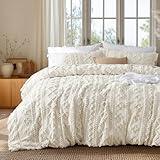 Bedsure Boho Duvet Cover Queen Size, Soft & Comfortable Elegant Design Boho Bedding for Decoration, Machine Washable Comforter Cover for All Seasons,Includes 1 Duvet Cover & 2 Pillow Shams,Beige