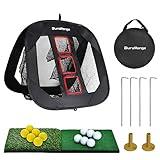 DURARANGE Pop-up Golf Chipping Net Set - Foldable Training Kit with 2 Hitting Mats, 6 Practice Balls, 6 Foam Balls - Ultimate Golf Gift & Target Chipping Aids, Black