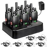 Retevis H-777H Walkie-Talkies with 6 Way Gang Charger,2 Way Radios with Earpiece,Hidden LED Segment Displays,Flashlight,USB-C,VOX,Portable FRS Two-Way Radios for Retail Property Church Hotel(6 Pack)