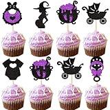 24 Pack Halloween Baby Shower Cupcake Toppers A Baby Is Brewing Cupcake Picks Witch Pregnant Women Halloween Gneder Reveal Cupcake Decorations Party Supplies Black Pink