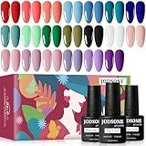 JODSONE 23 PCS Gel Nail Polish Set with Base Glossy and Matte Top Coat Multicolored Gel Nail Long Lasting Suitable for All Seasons