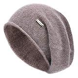 jaxmonoy Cashmere Slouchy Knit Beanie Hat for Women Winter Soft Warm Ladies Fleece Wool Knitted Skull Beanies Cap - Brown