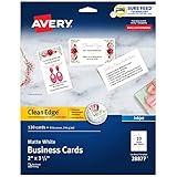 Avery Clean Edge Printable Business Cards with Sure Feed Technology, 2" x 3.5", White, 120 Blank Cards for Inkjet Printers (28877)