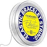FANDAMEI 0.5mm Elastic Bracelets Strings Cord, Elastic Crystal Stretch Bead Cord for Jewelry Making, Clear Stretchy Elastic String Cord for Beading, Transparent Thread for Bracelet Necklace Making