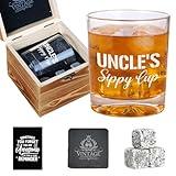 Ithmahco Uncle Father Day Gift, Uncles Sippy Cup, Whiskey Set Gift for Men, Best Uncle Gifts from Niece, Cool Fathers Day Present from Niece Nephew, Funcle Gifts
