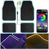 Soft Car Floor Mats With Led Strip Light, Universal Fit Black Automotive Carpet, App Control Interior Car Lights Floor Mats, Anti-Slip Waterproof RGB Car Decor Accessories For SUV, Trucks, Sedan,Jeeps