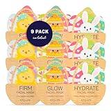 SpaLife Spring & Easter Facial Masks (9Pack) - Hyaluronic Acid, Collagen, Vitamin C Infused - Reduces Dark Circles, Hydrates, Firms Skin - Skin Care Masks for Puffiness, Fine Lines & Wrinkles