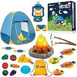 MITCIEN Kids Camping Play Tent with Toy Campfire/Marshmallow/Fruits Toys Play Tent Set for Boys Girls Indoor Outdoor Pretend-Play Game