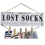 Lost Socks Laundry Sign Laundry Room Decor Lost Socks Seeking Soul Mates Laundry Room Wall Decor Missing Socks Sign with 5 Wood Pins(B4)