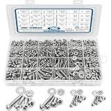 700Pcs Nuts and Bolts Assortment Kit, SATANTECH 4-40#6-32#8-32#10-24 Phillips Pan Head Assortment Stainless Steel Bolts Nuts Flat Washers Nuts Bolts with Case