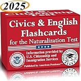 US Citizenship Flash Cards 2025 to study for the Naturalization test includes Civics with all 100 USCIS illustrated questions and answers for American civics and English exam proficiency flashcards